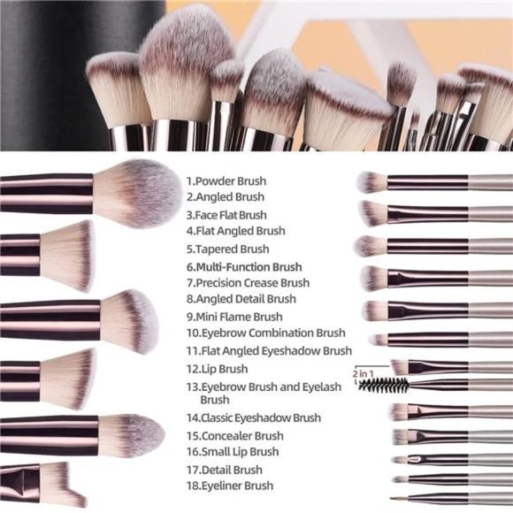 New With Box - Makeup Brush Set 18 Pcs Premium Makeup Brushes with black case - Picture 3 of 6
